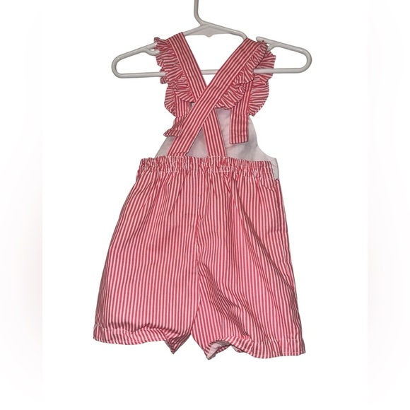 Vintage Joyeux gamins happy kids pink striped duck embroidered romper 18m - Picture 3 of 3